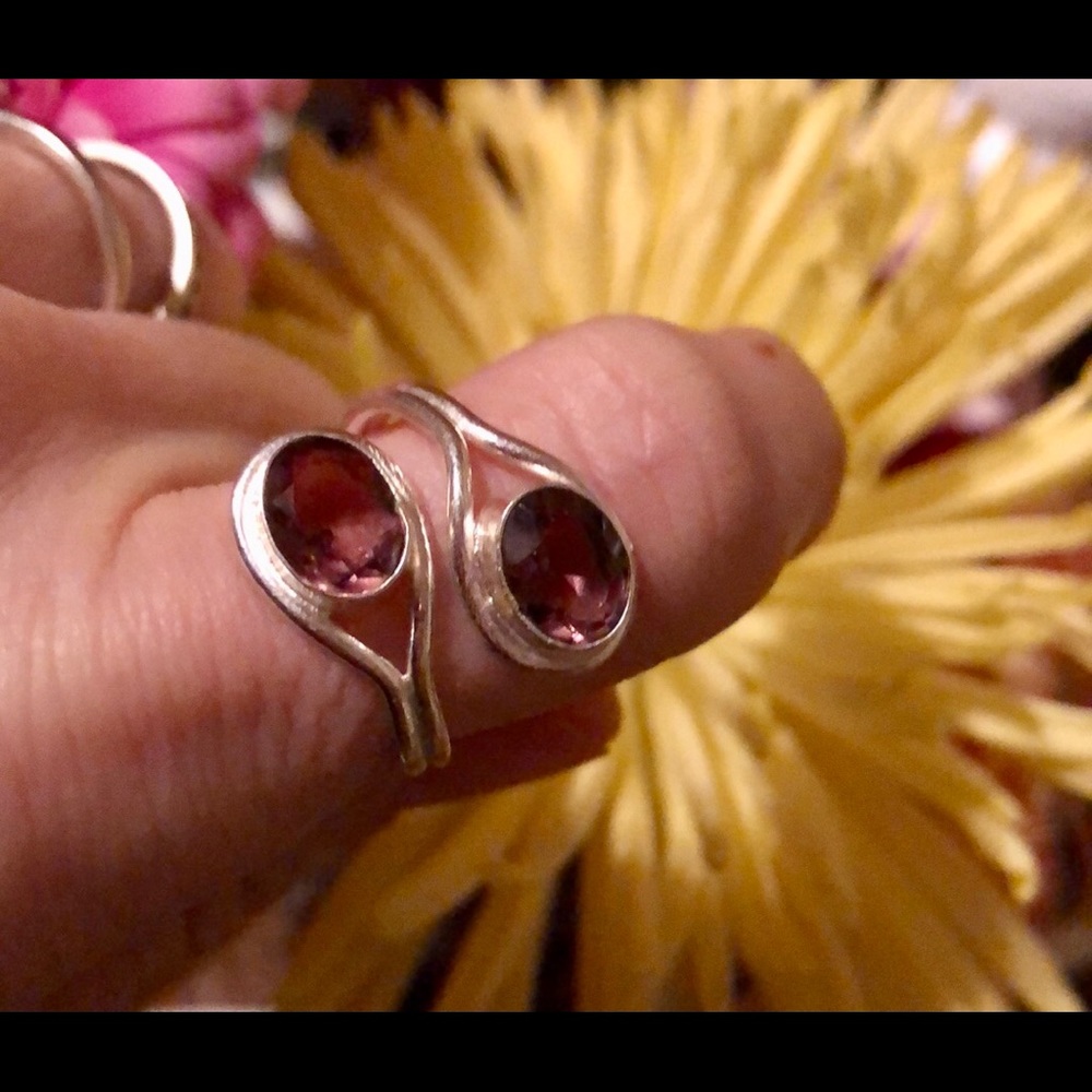 Purple Amethyst Double Gemstone 925 Ring